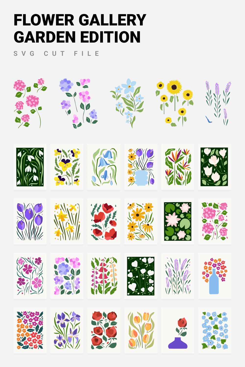 Bright wild flowers collection.