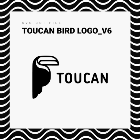 Black and white photo of a toucan bird logo.