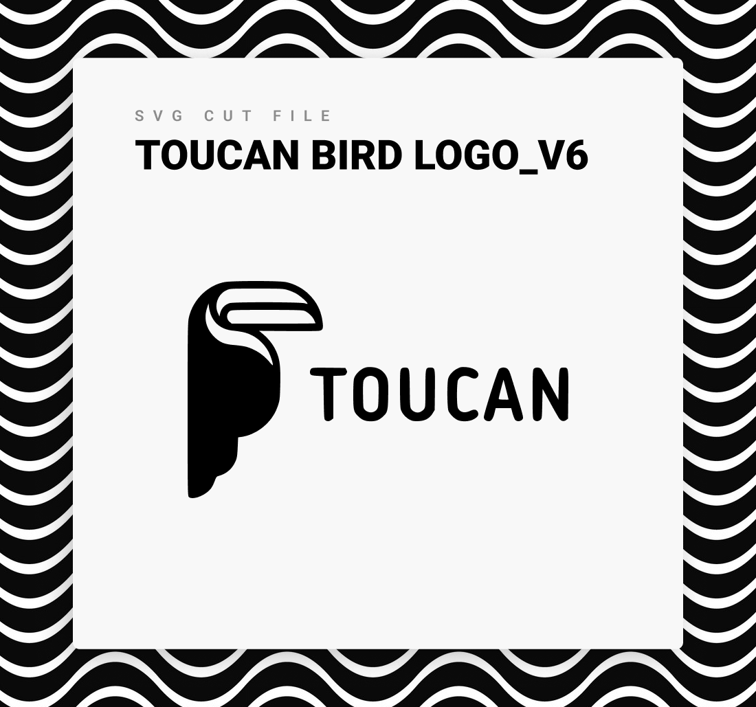 Black and white photo of a toucan bird logo.