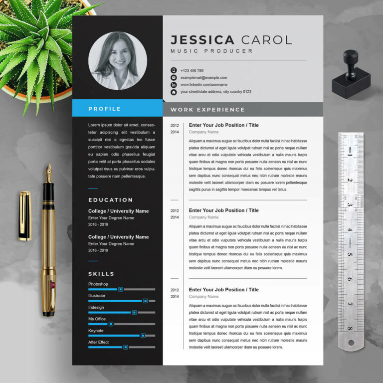 Music Producer Resume Template | Creative Resume Design - MasterBundles