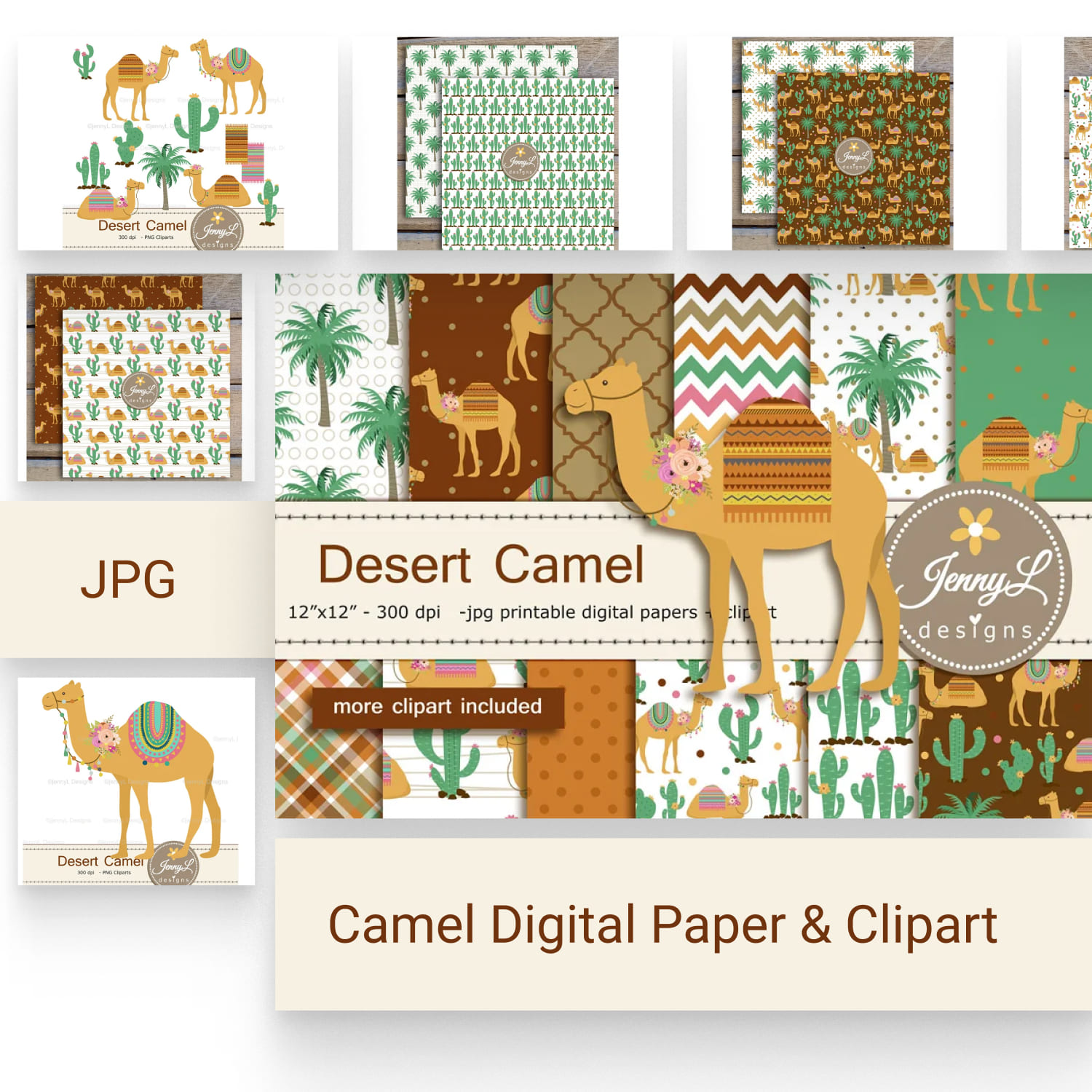 Camel Digital Paper & Clipart.