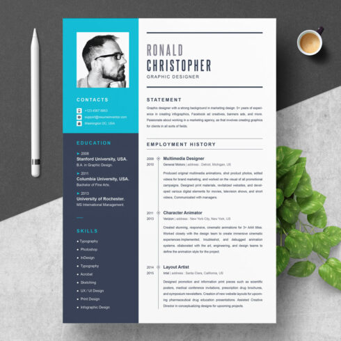 Graphic Designer Resume Template | Freelance Artist Resume CV main cover.