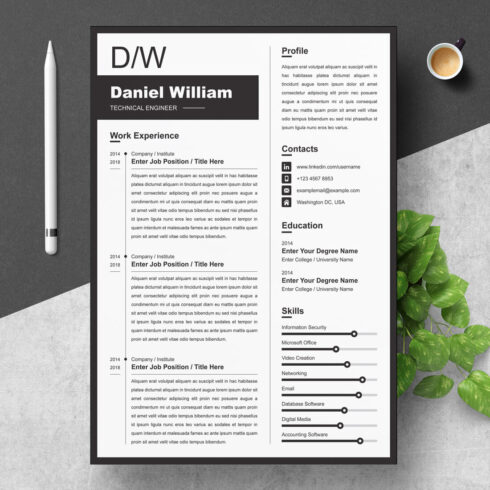 Technical Engineer Resume Template | Creative Resume Design main cover.
