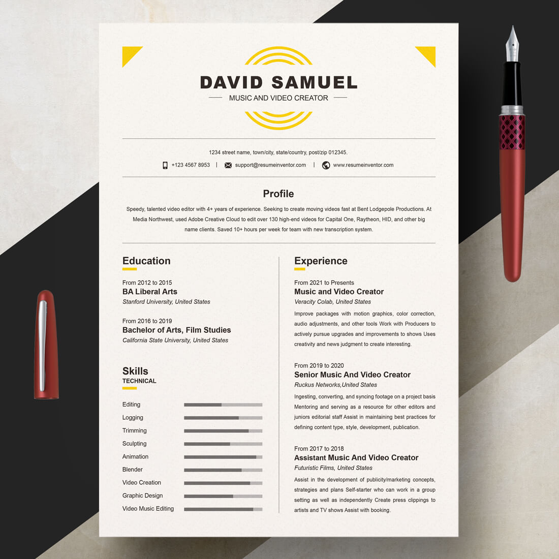Music And Video Creator Resume | Simple Resume Design main cover.
