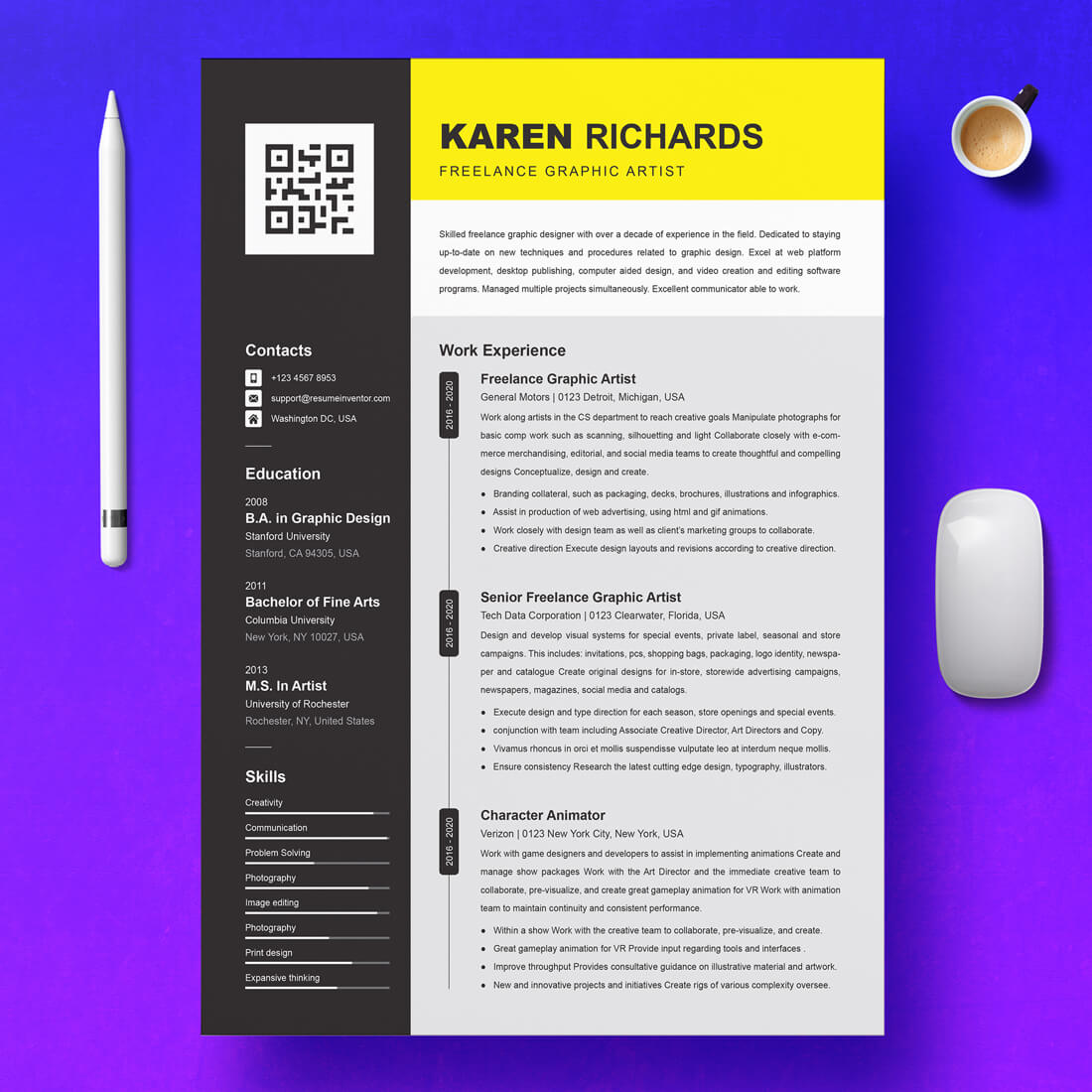 Freelance Graphic Artist | Modern Resume Design main cover.