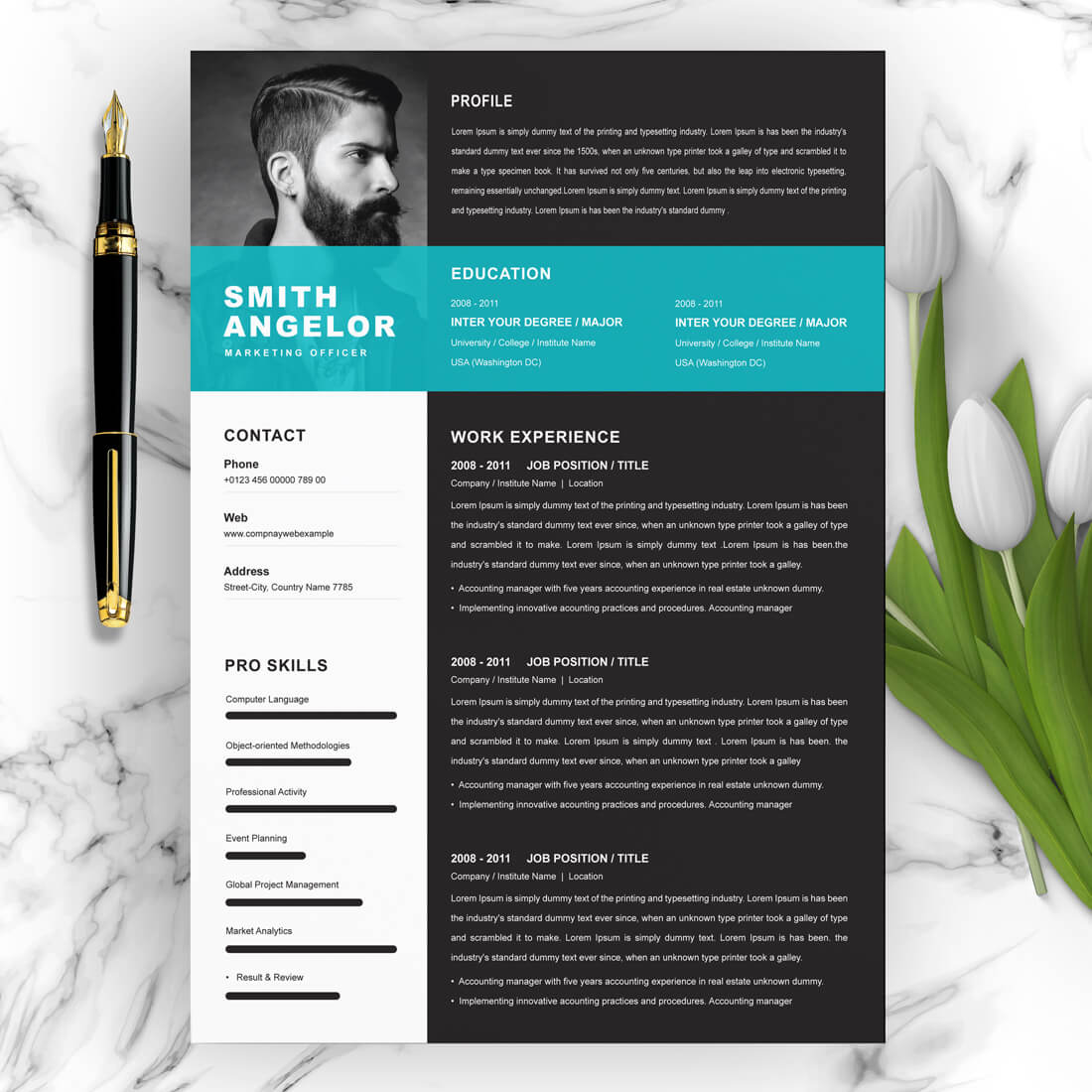 Marketing Officer Resume Template main cover.