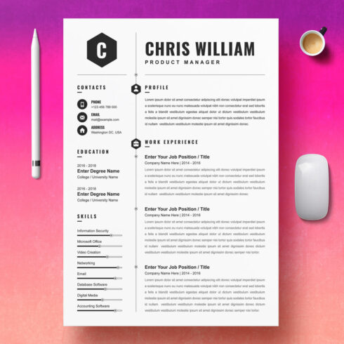 Product Manager Resume Template main cover.