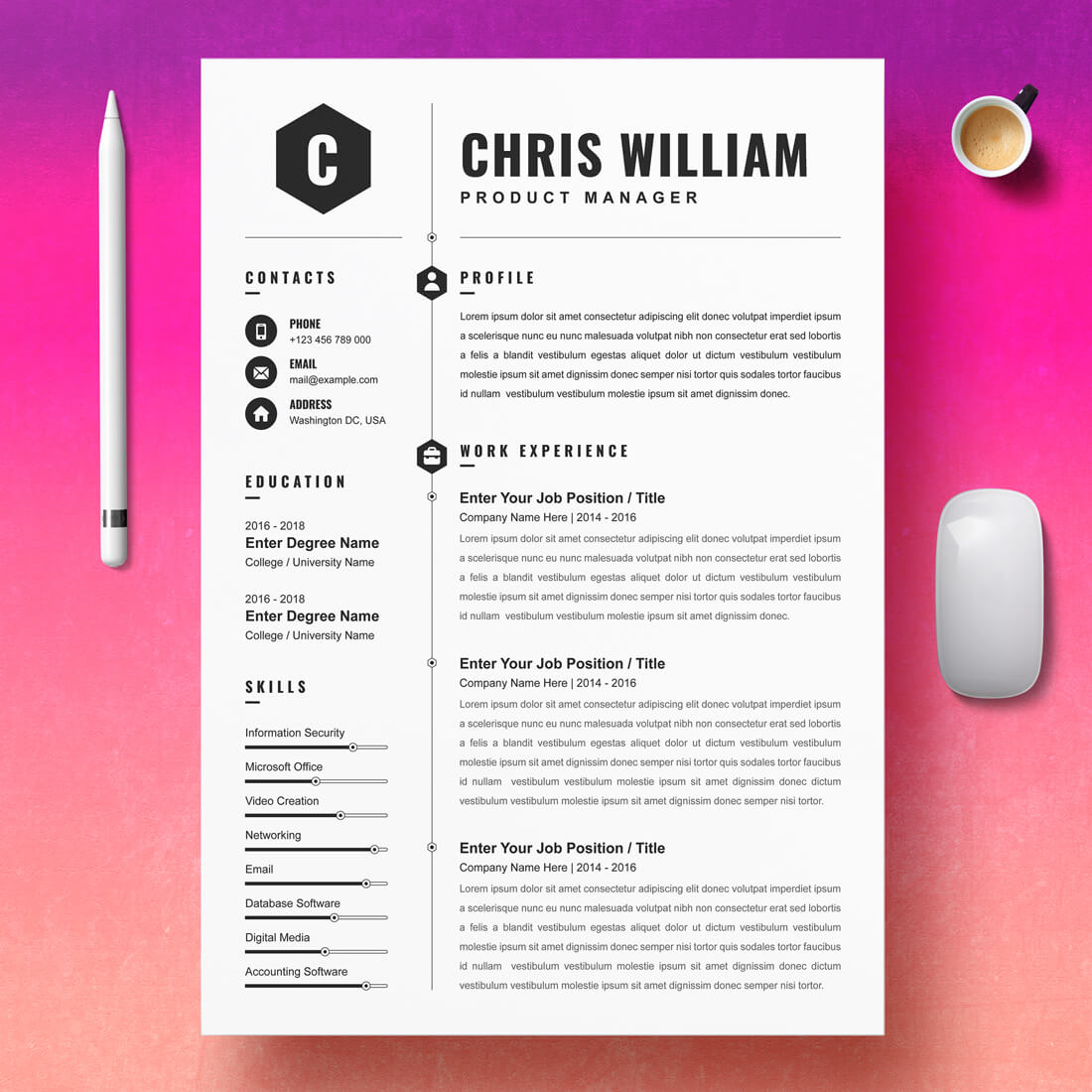 Product Manager Resume Template main cover.