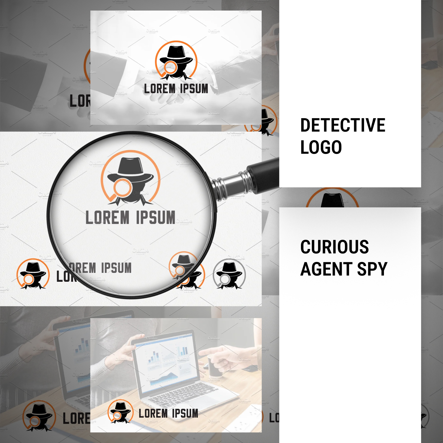 Curious Agent Spy Detective Logo.