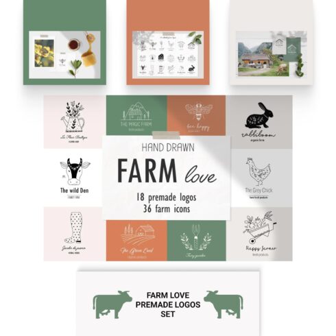 Farm love - premade logos set.