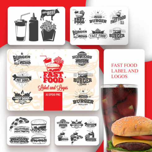 Fast Food Label and Logos.
