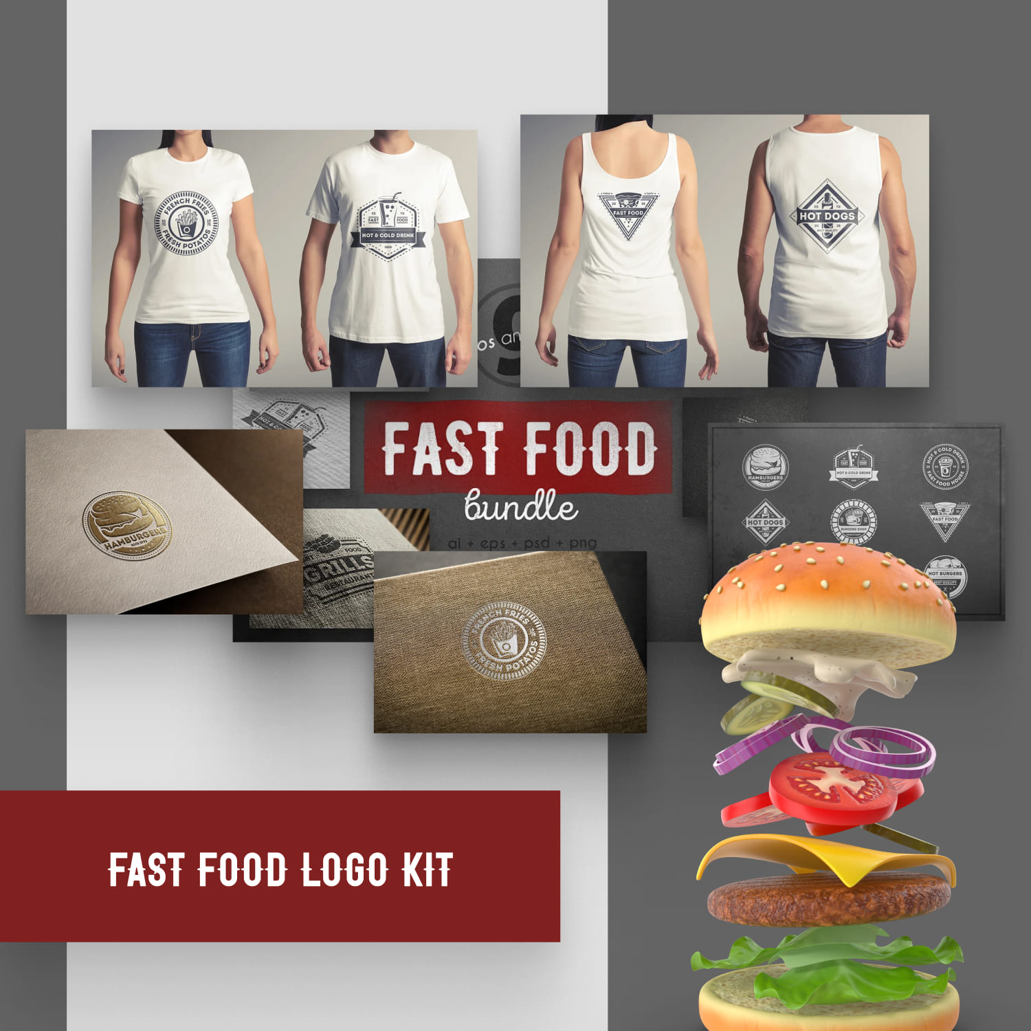 Fast food logo kit.