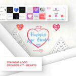 Feminine Logo Creator Kit - Hearts.