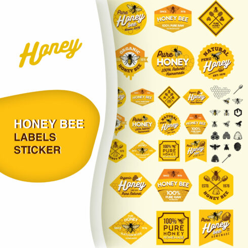 Honey Bee Labels Sticker.