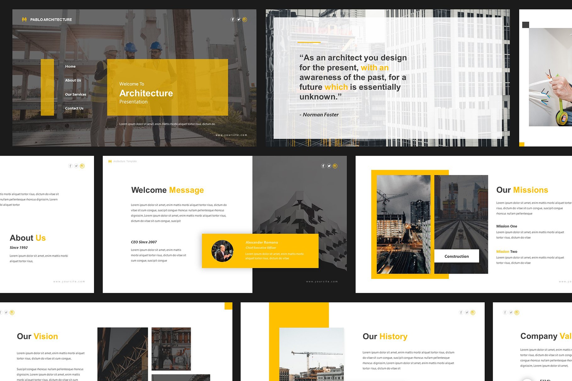Business template for cool architecture presentation.