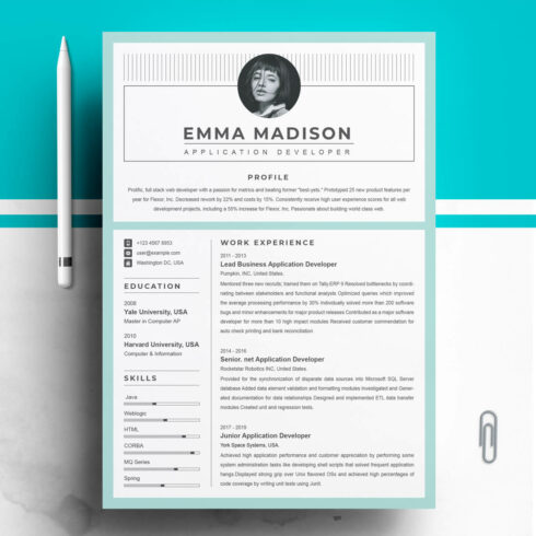 Application Developer Resume Template | Software Engineer Resume Template main cover.