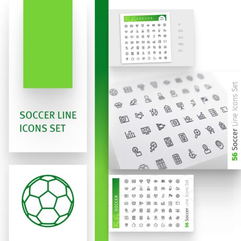 Soccer Line Icons Set.