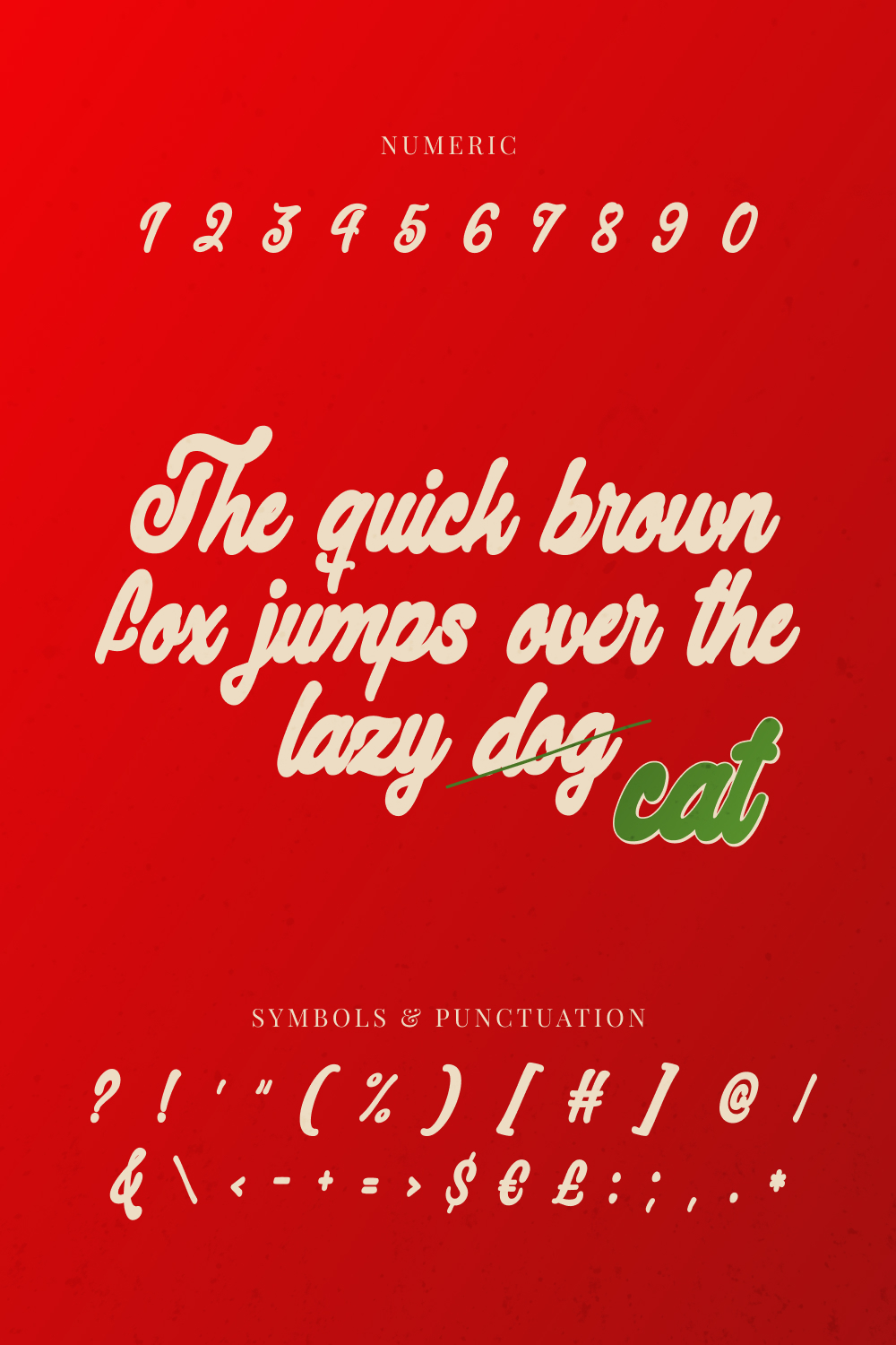 Beautiful white font on the classic red background.