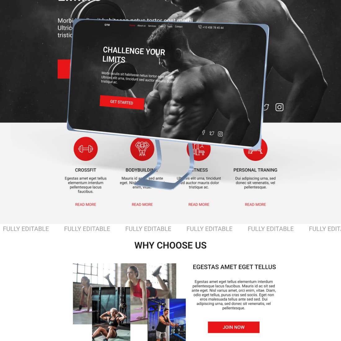 gym landing page template cover.