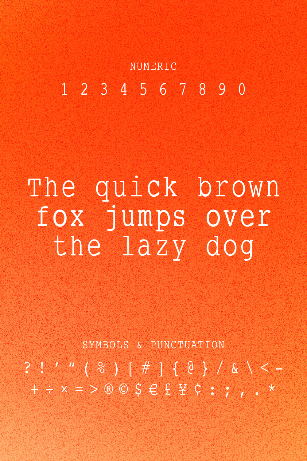 An example of a SmallType Writing font in white on a gradient orange-yellow background.