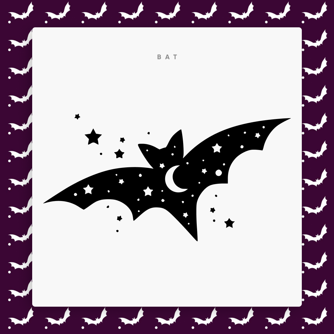 Bat flying through the air with stars around it.