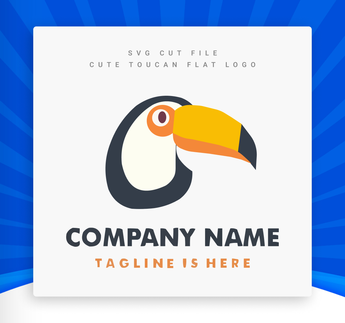 Cute Toucan Flat Logo SVG.