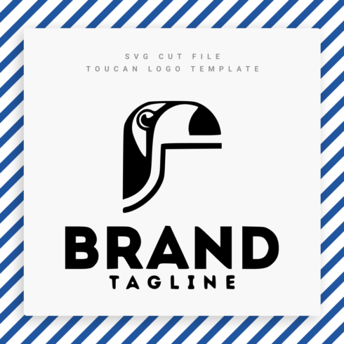 White and blue striped background with the words brand tagline.