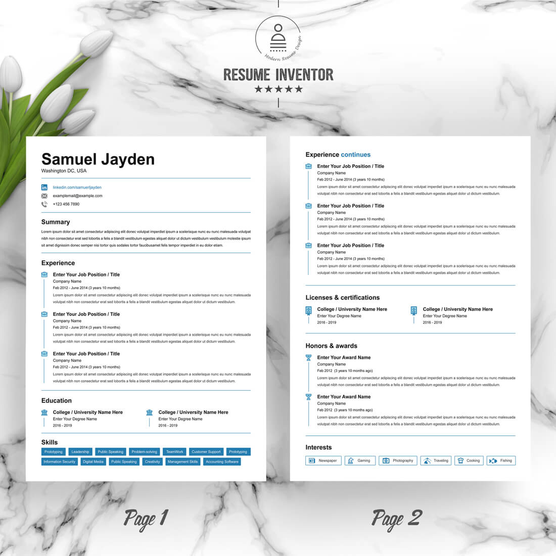 02 2 pages free resume design template 22