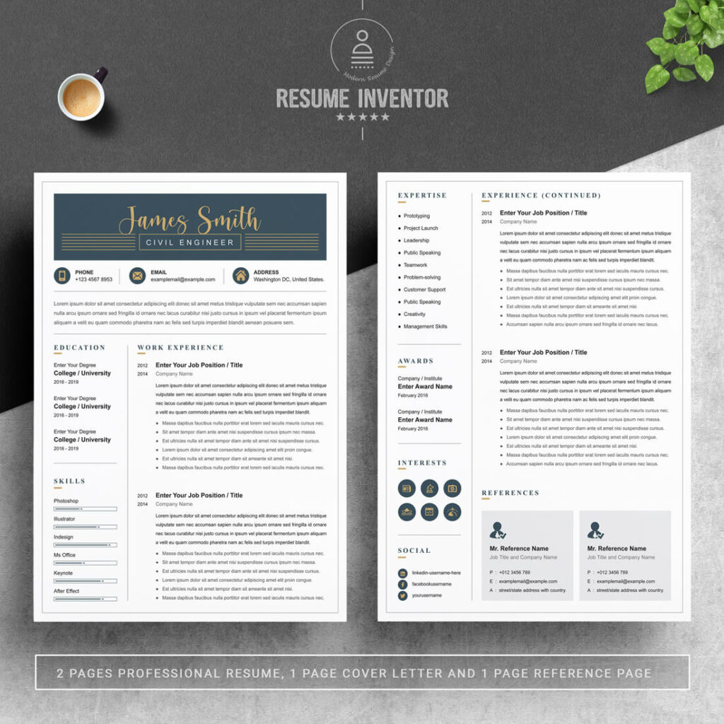 Civil Engineer CV Design | Creative Resume Design - MasterBundles