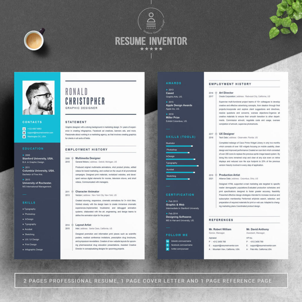 Graphic Designer Resume Template | Freelance Artist Resume CV ...