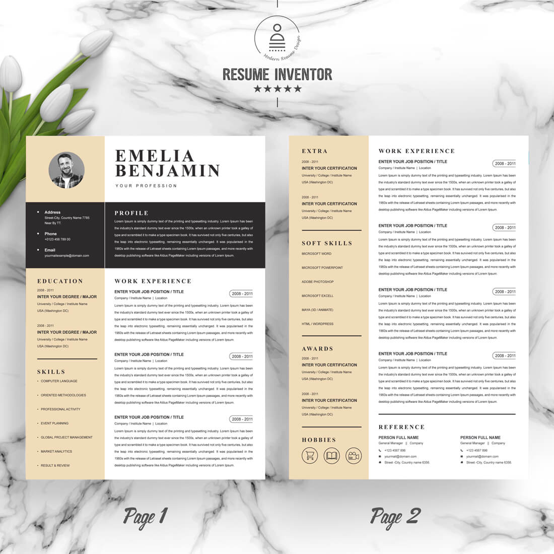 02 2 pages free resume design template 47