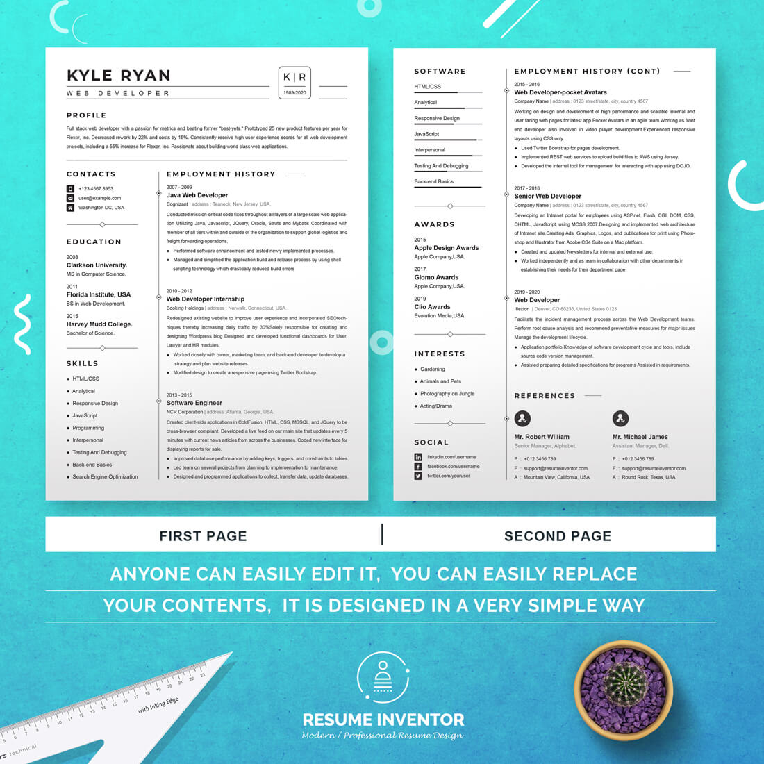 Web Developer Resume Template | Web Designer CV Design cover image.