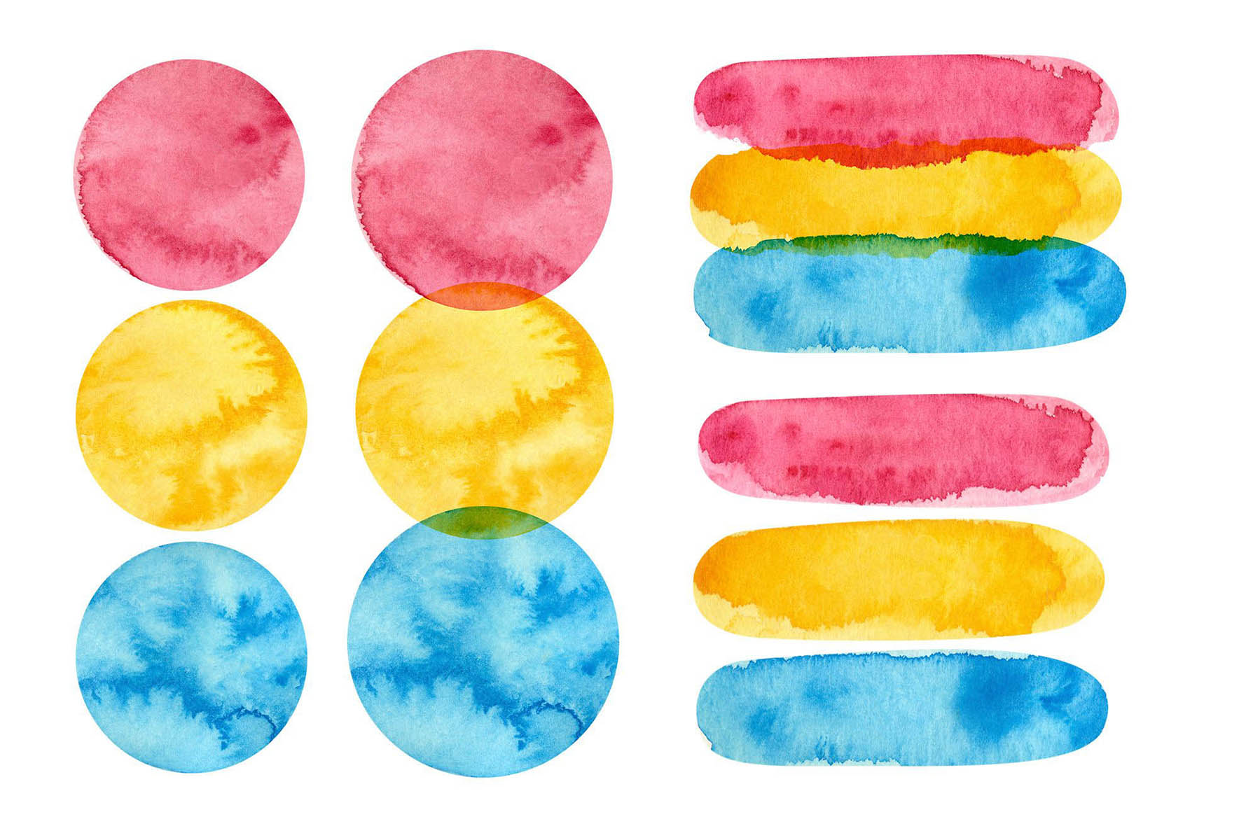 Pansexual pride watercolor clipart & seamless patterns.