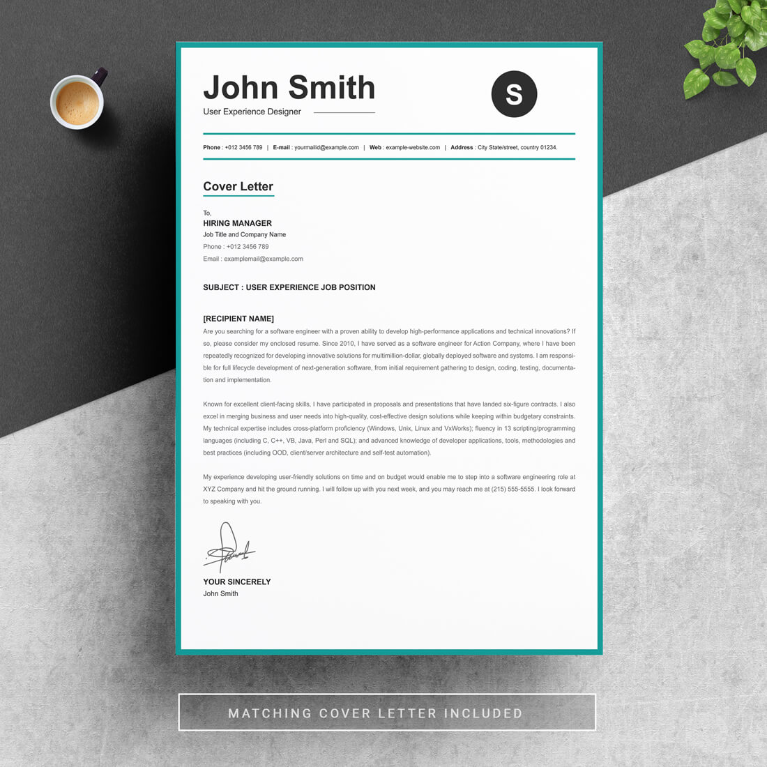 Title page of the Simple Resume Template Design.