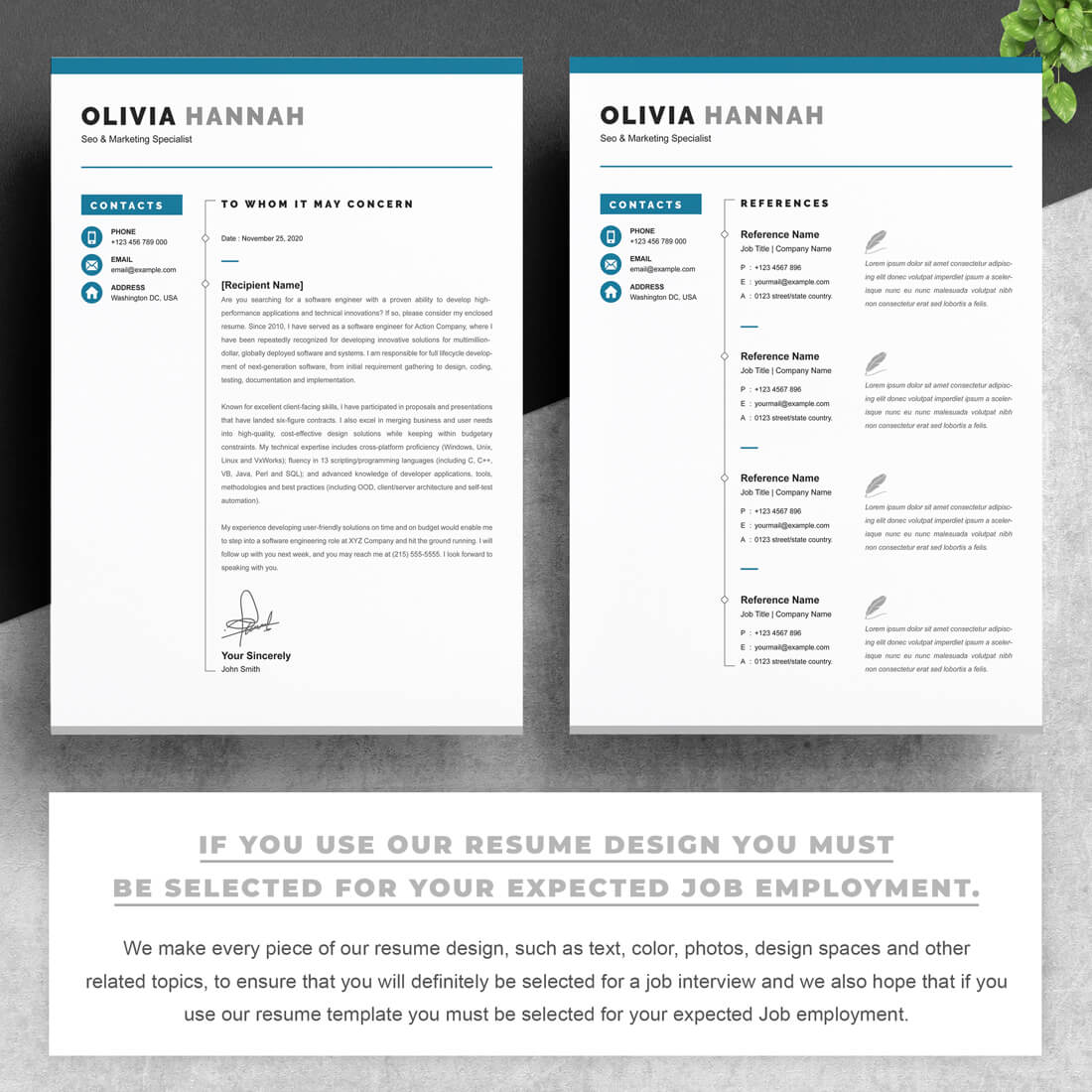 Two pages of the Seo & Marketing Specialist CV.