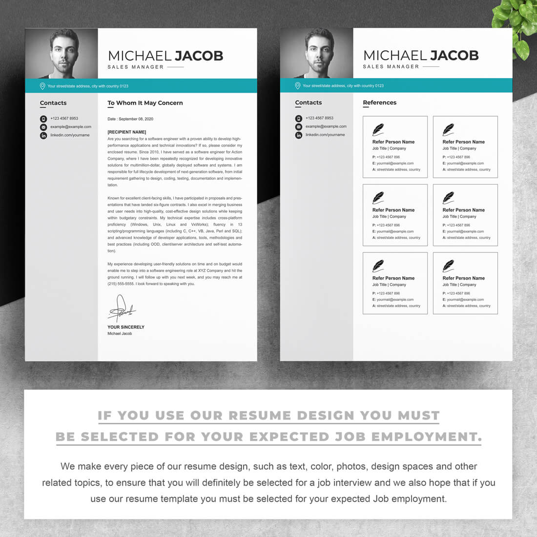 Two pages of the Sales Manager Curriculum Vitae Template Design.