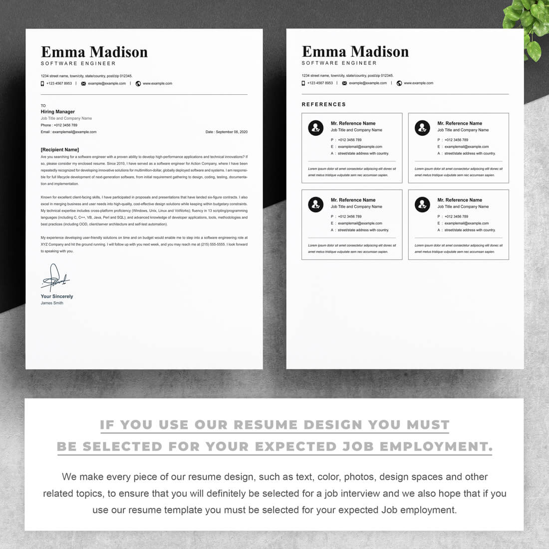 Two pages of resume design template.