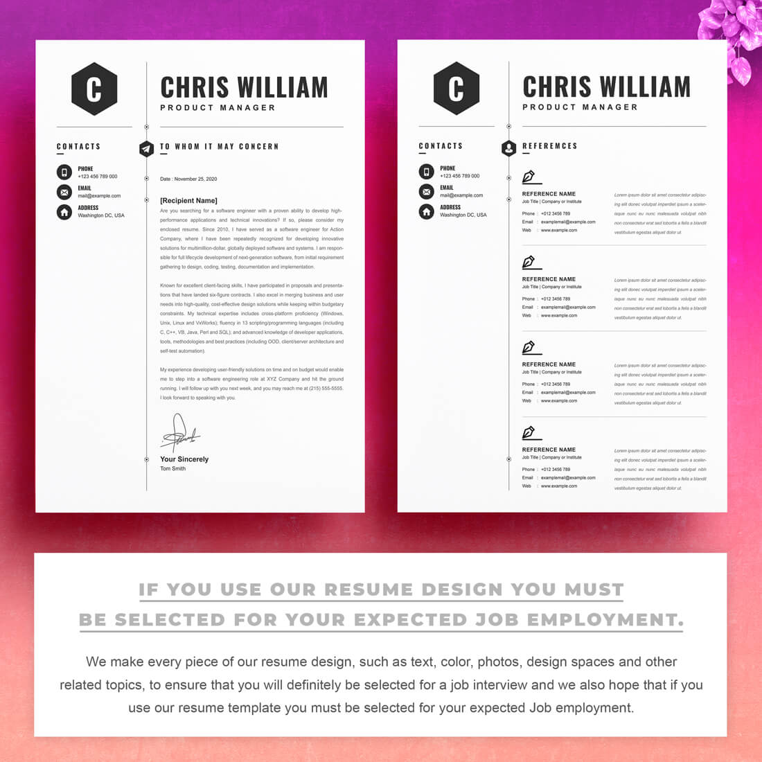 Two pages of the Product Manager Resume Template.