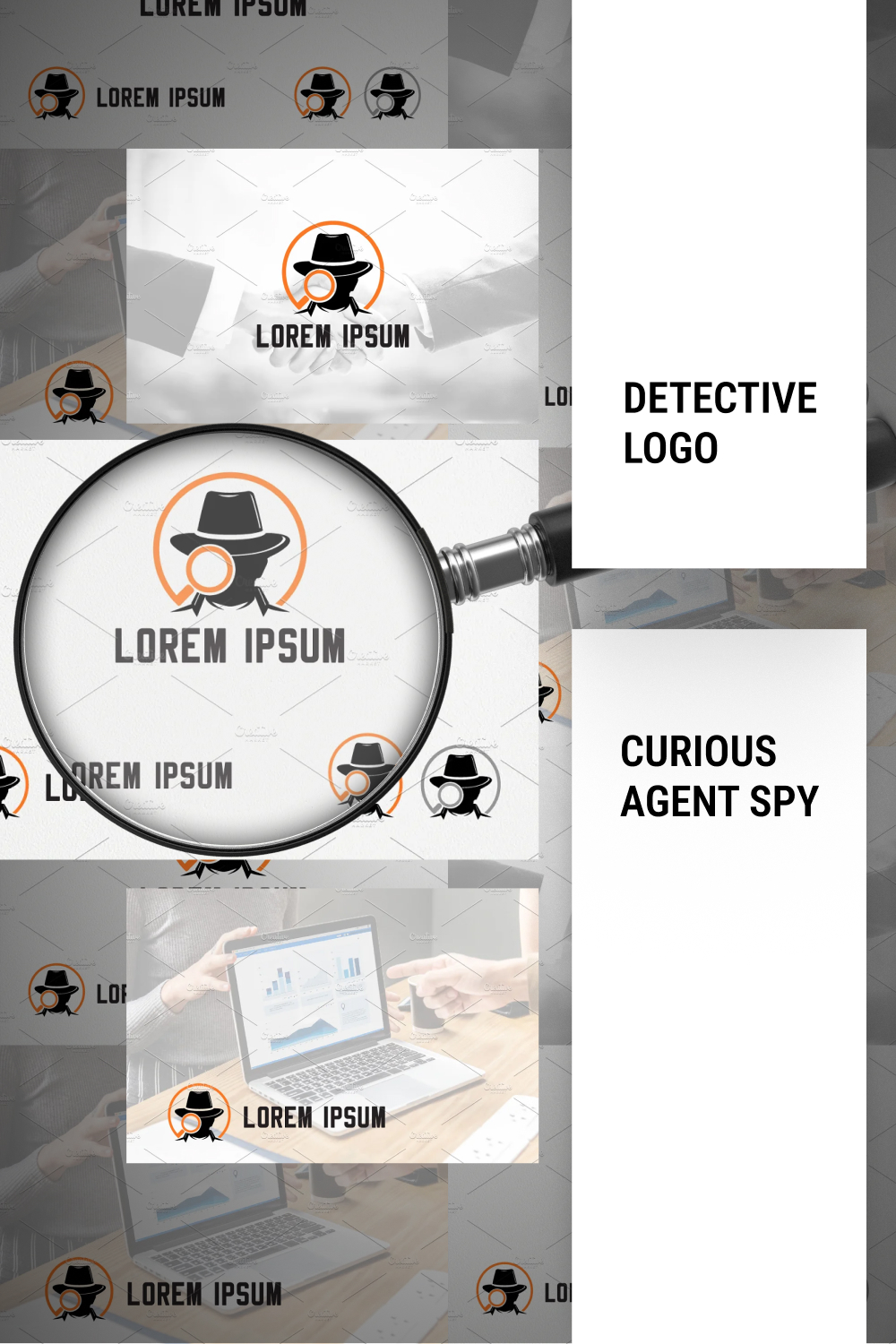 Grey logo collection for the spy topic.