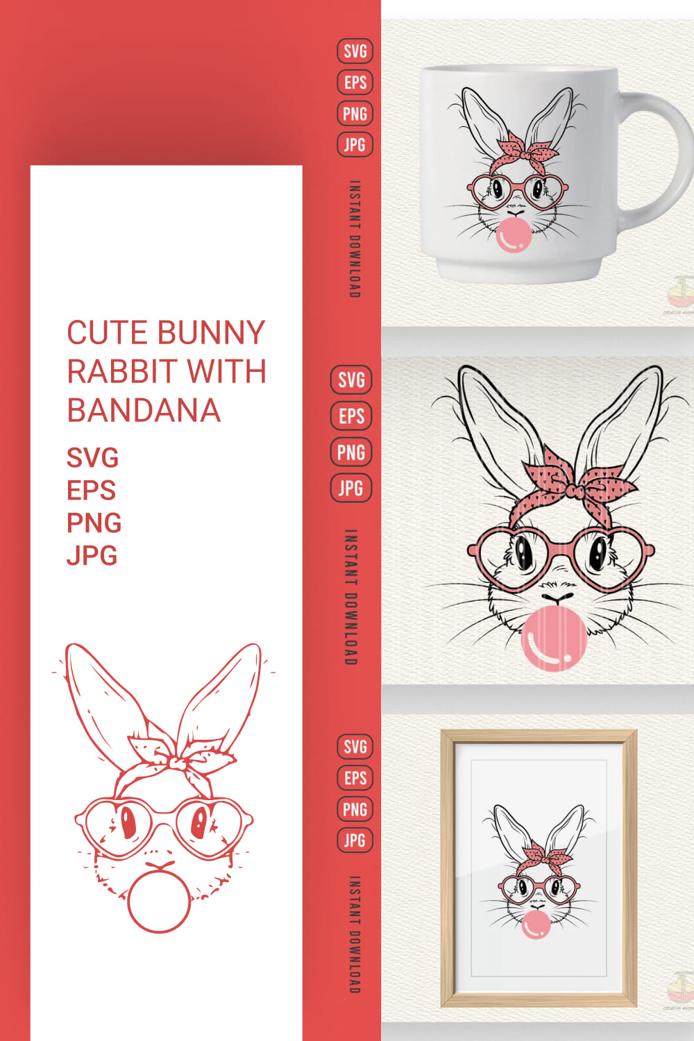 Cute bunny for your favorite cup.
