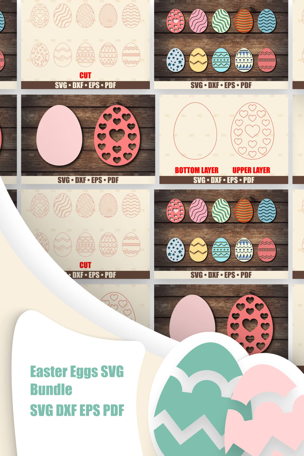 Colorful Easter eggs with different prints.