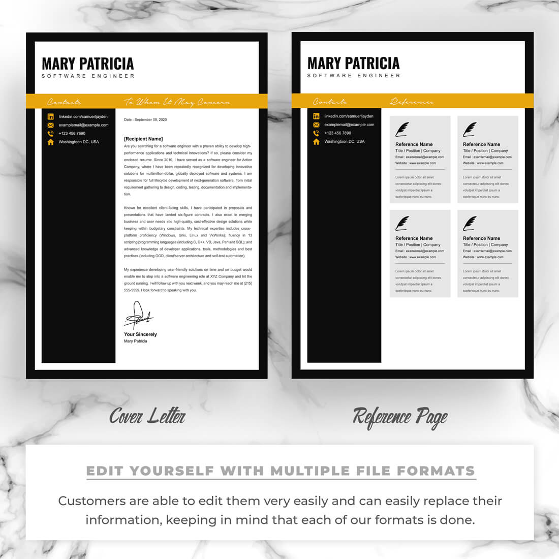 Two pages of a professional resume template.