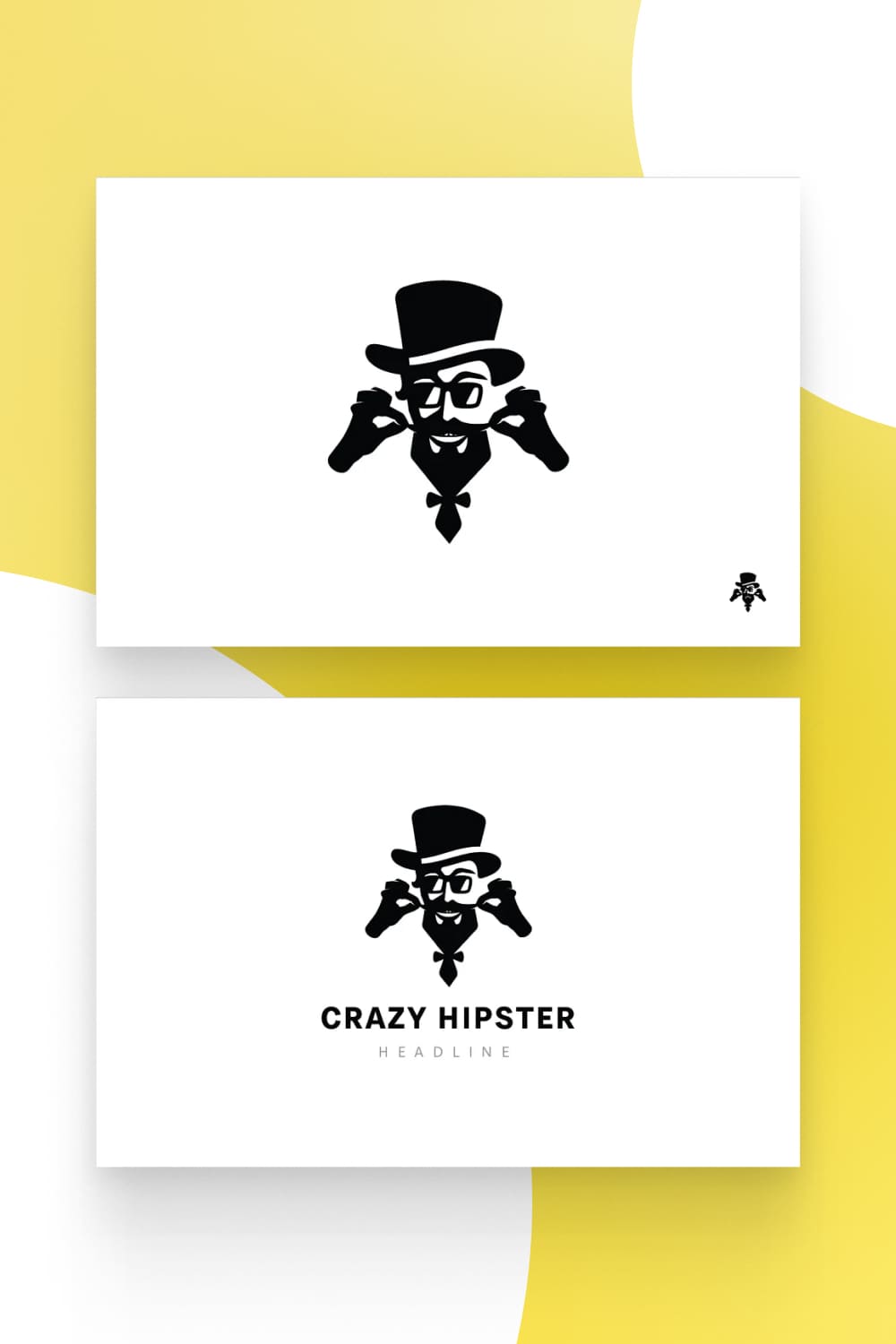 Black and white logos with funny gentleman.