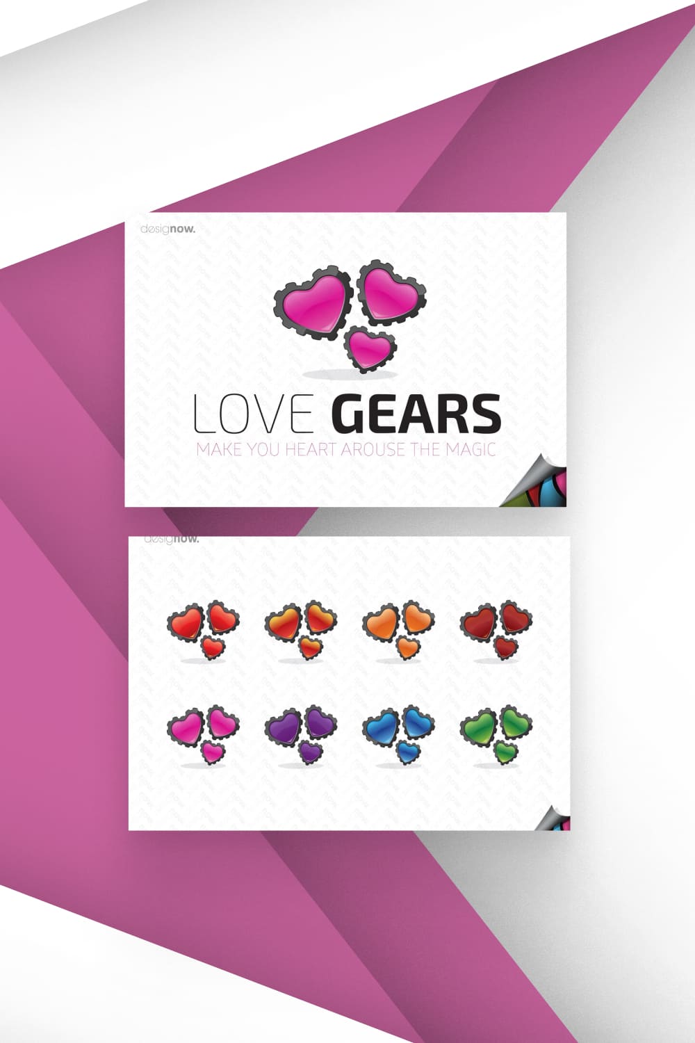 Laconic heart logos for different industries.