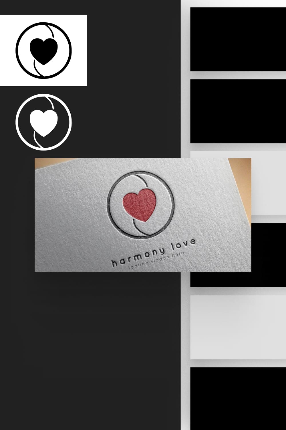 Logo in minimalistic style with red heart.