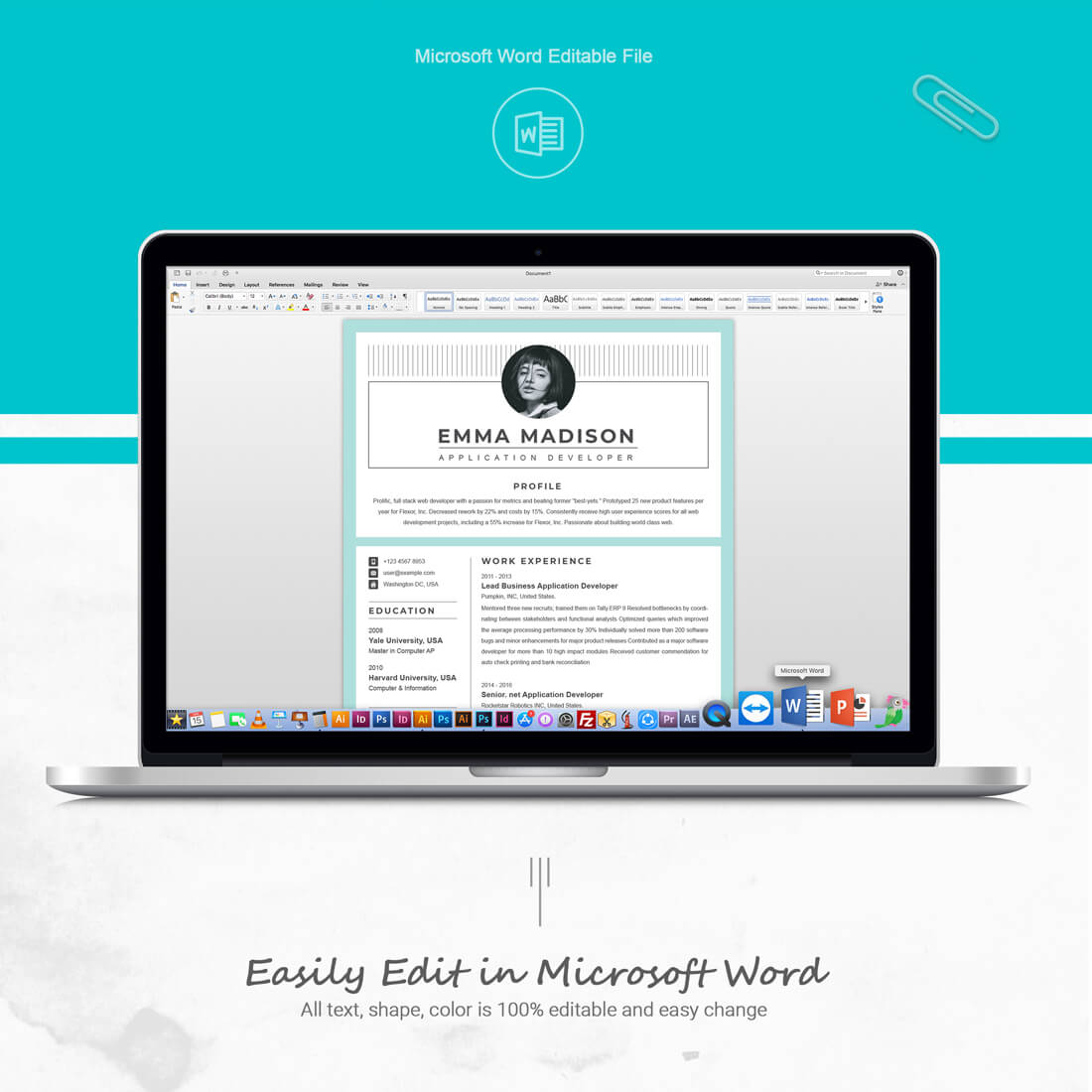 Laptop option of the Application Developer Resume Template | Software Engineer Resume Template.