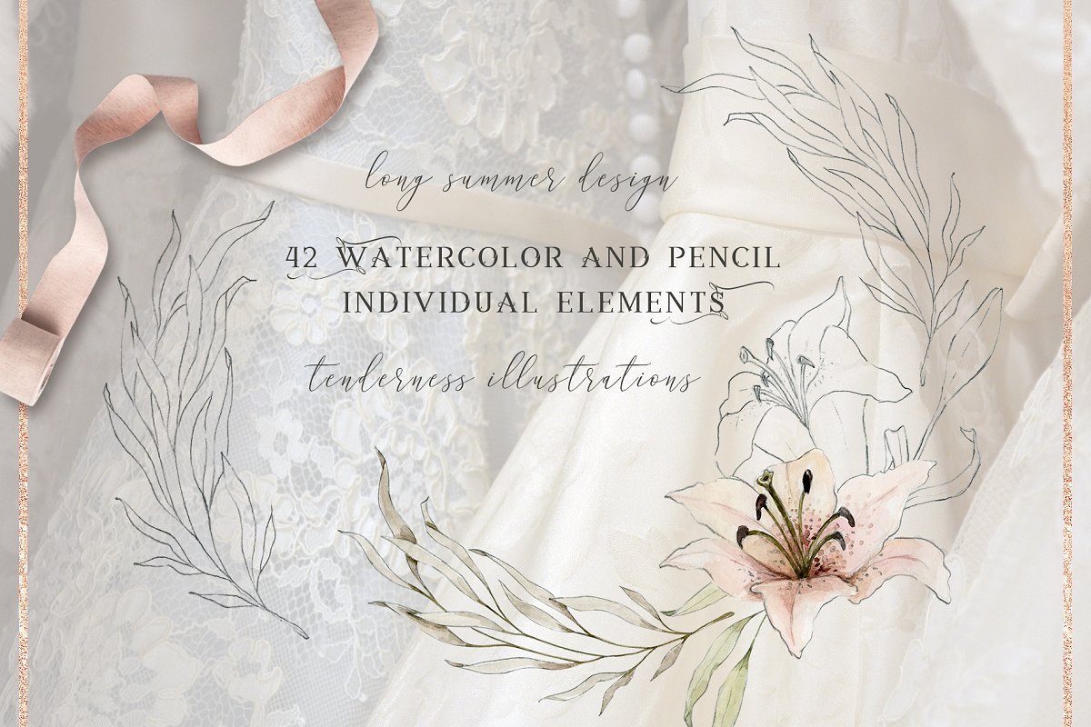 This lovely lily watercolor set is great for your awesome textile design, branding, stickers, patterns, home decor, logo design, social media and all you want.