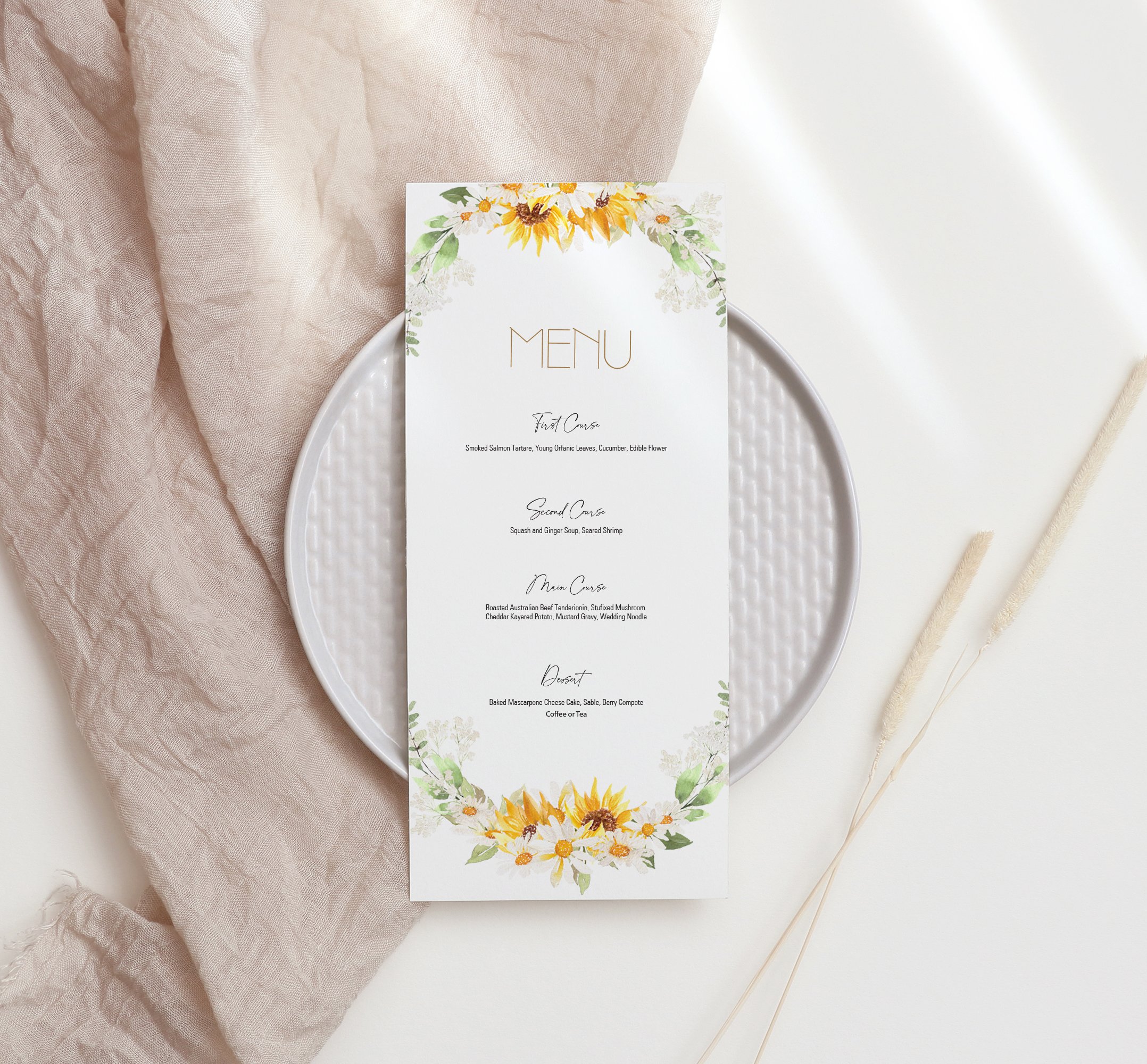 Fresh and interesting menu with flowers.