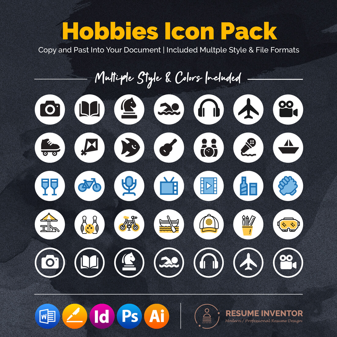 Large set of icons for a website.
