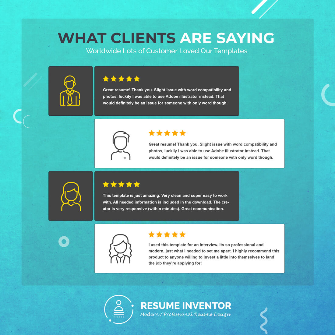Colorful example of clients feedback.